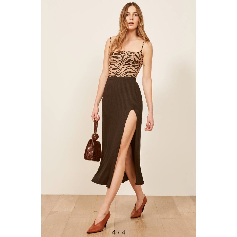 Reformation Runyon Side Slit Midi Skirt size L